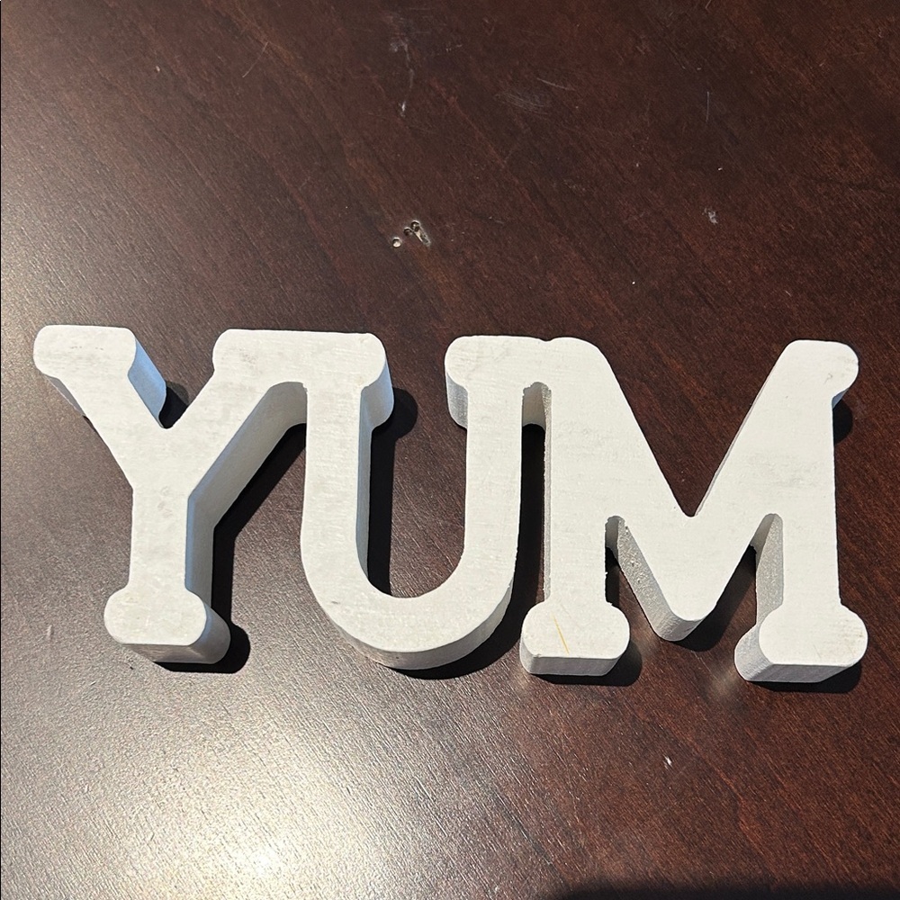 Wood YUM sign